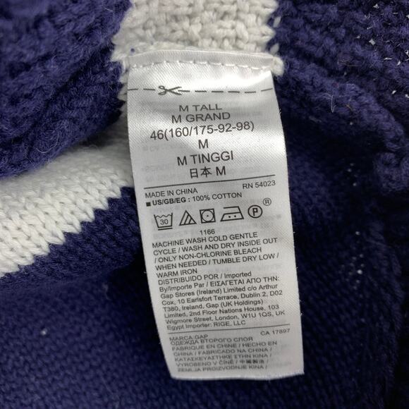 GAP Pullover Turtleneck Sweater Womens Size Medium Tall Navy White Striped - Picture 6 of 6